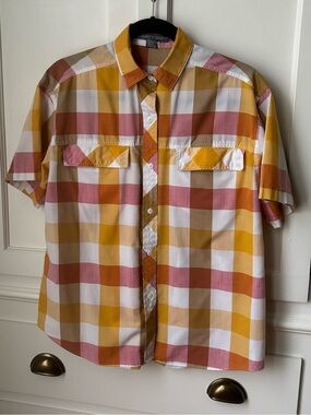 Vintage Short-Sleeve Plaid Button-Up Shirt